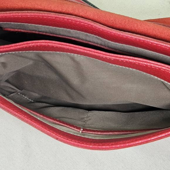 VALENTINA RED LEATHER SILVER HARDWARE HANDBAG MADE IN ITALY - Picture 9 of 15